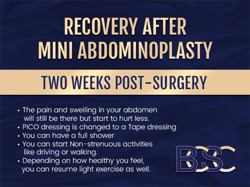 Infographic - 2 weeks after mini tummy tuck surgery