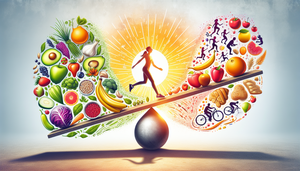 Illustration of balanced diet and physical activity for maintaining a healthy weight range